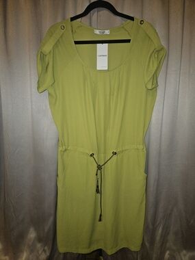 NWTs Carmen Lime Green Midi Dress with Drawstring Waist